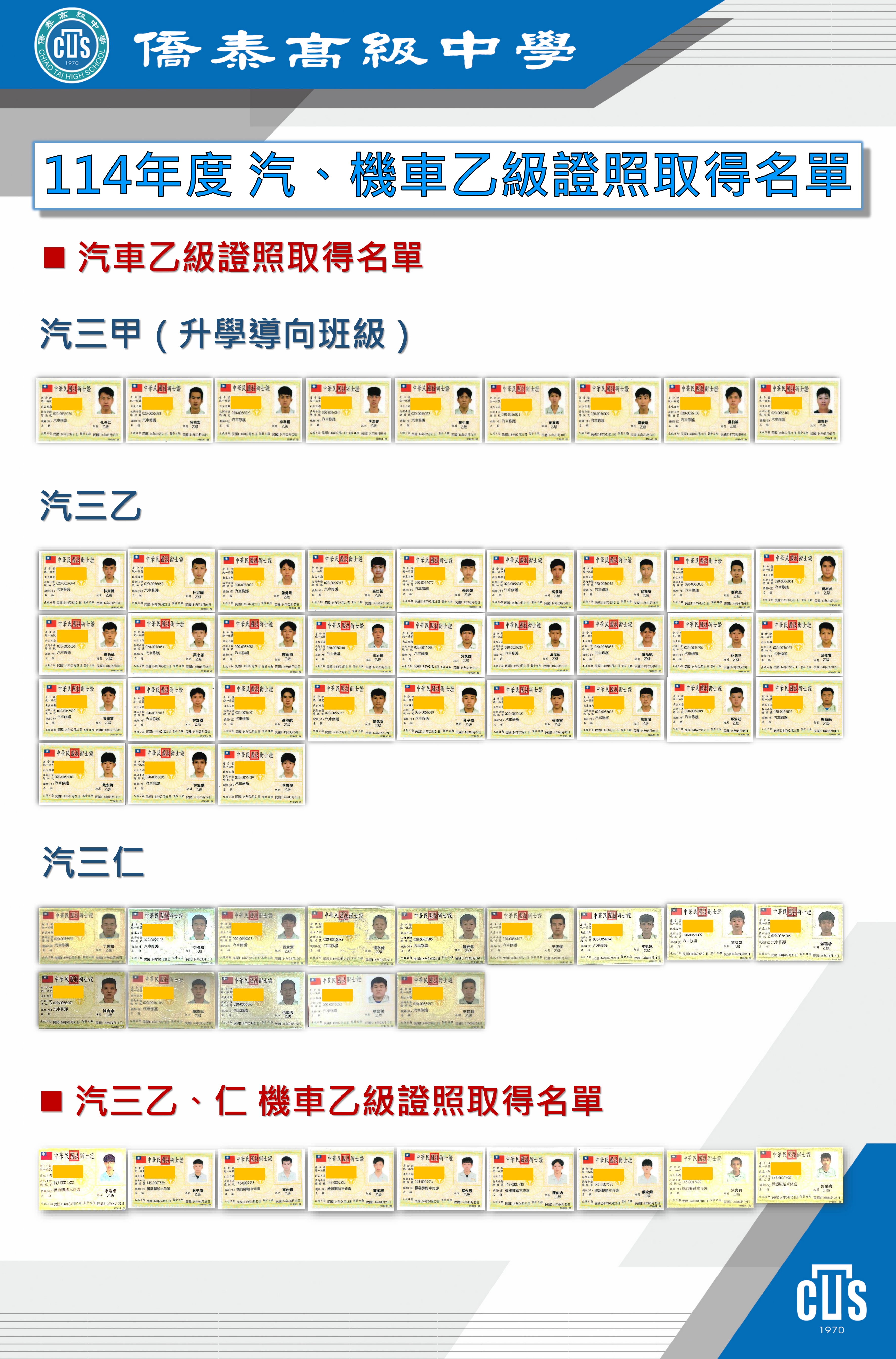 114年度汽、機車乙級證照海報